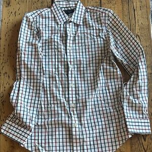 Banana Republic Shirt Men blue Plaid Slim Fit non iron Small 14-14 1/2 32-33”